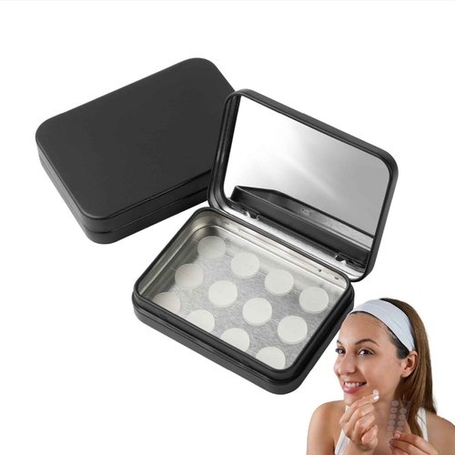 IMPRESA Zit Patches Storage Case - Matte Black Metal - Compact Organizer With Built-In Mirror - Travel-Friendly 2-Pack