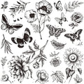 Black Flower Butterfly Temporary Tattoos for Women - 6 Sheets