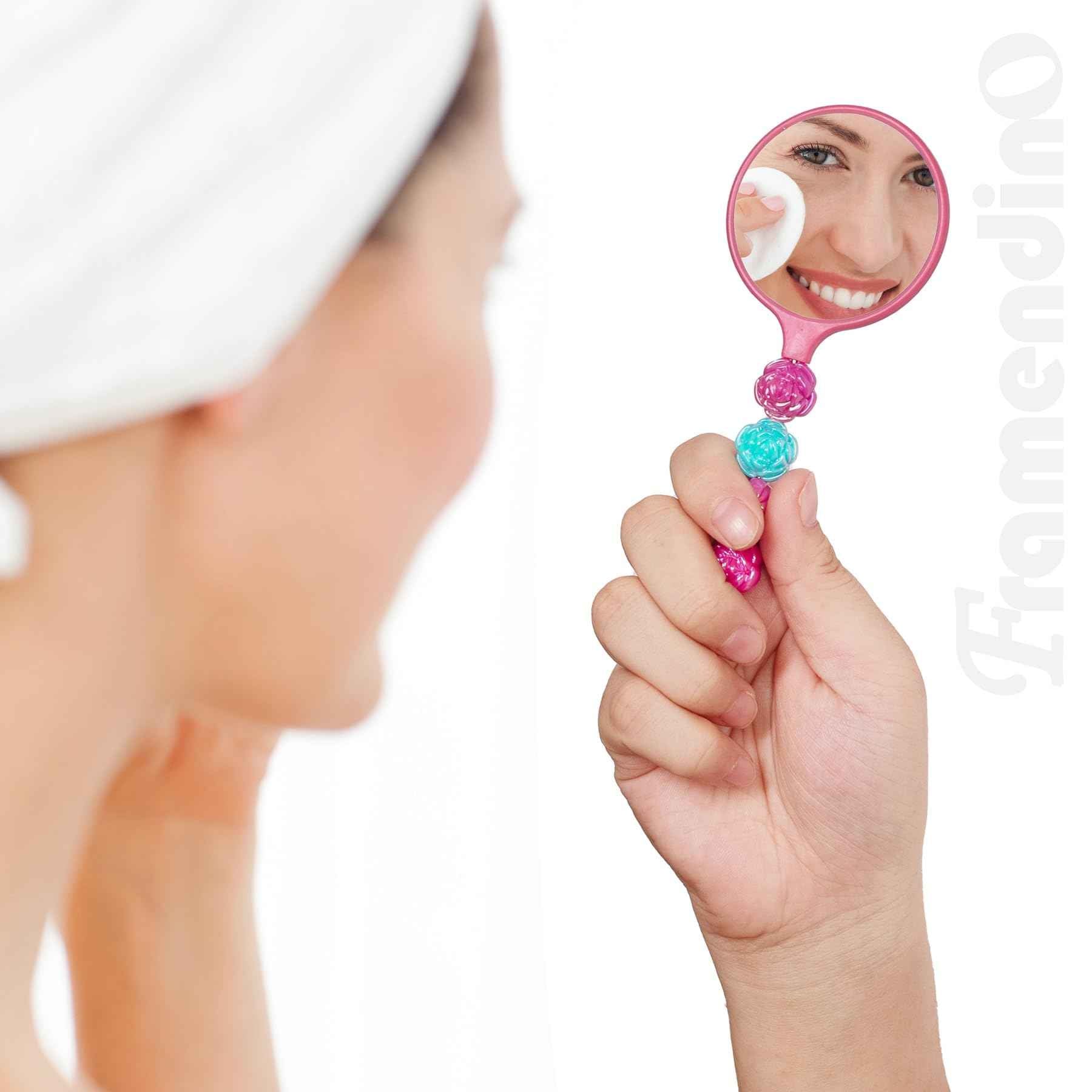 Framendino, 19 Pack Beaded Bar Handheld Mirrors Mini Round for DIY Crafts 19 Colors