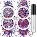 4-Jar Red White Blue Glitter Set with Glue - 4th of July