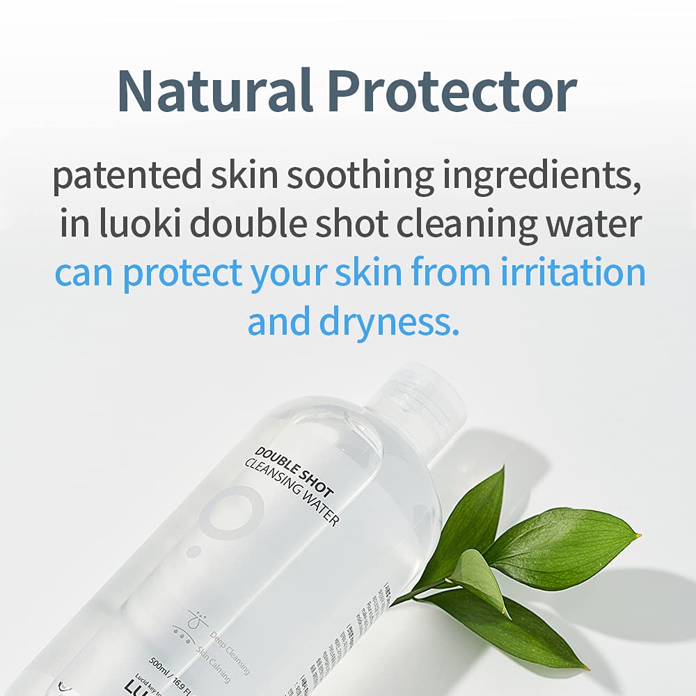 luoki Double Shot Cleansing Water 500ml (16.9 fl oz) - Hypoallergenic Deep Clean Micellar Cleansing Water and Makeup Remover… (16.9 Fl Oz(Pack of 1))