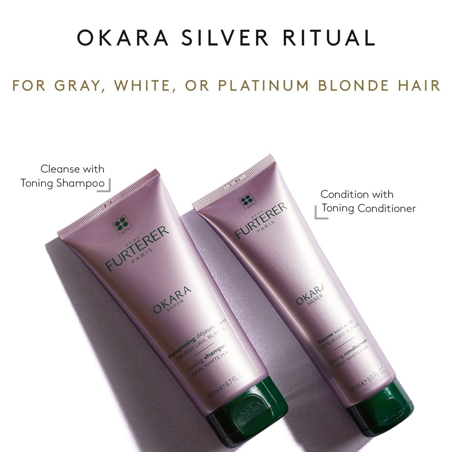 Rene Furterer OKARA SILVER Toning Shampoo, Purple Shampoo for Blonde, White, Grey, Silver, Pastel Hair, 6.7 oz.