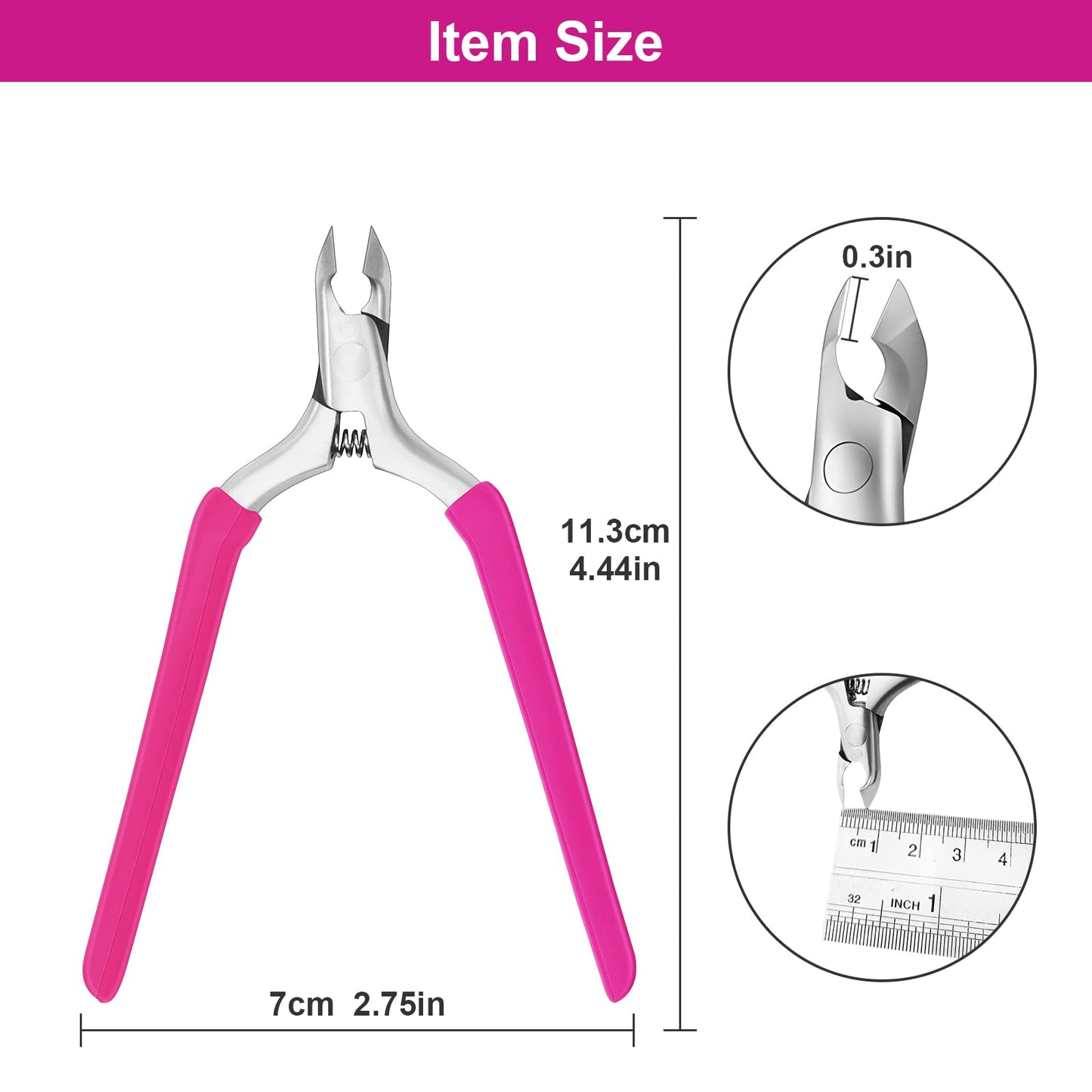 CGBE Cuticle Clipper Professional Cuticle Trimmer Remover Tools, Non-slip Silicone Handle Stainless Steel Alicates Para Manicura Profesional for Dry Skin (Rose)