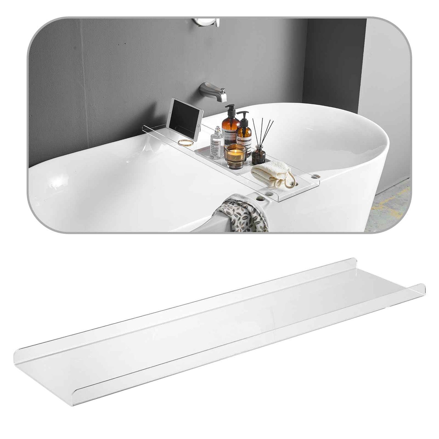 Acrylic Bathtub Tray, Transparent Acrylic Bathtub Tray, Suitable for All Bathtubs.