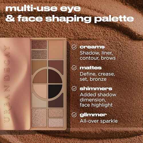 Urban Decay Naked Shaped Eyeshadow Palette - Multi-Use Neutral Eye & Face Palette, 14 Crease & Transfer-Resistant Shades, Up to 16HR Wear, Sculpting Creams, Defining Powders, Shimmer Highlighters