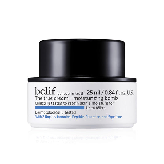 belif The True Cream Moisturizing Bomb, 48hrs of Moisture & Hydration, Peptide, Ceramide, Squalane, Restores Skin Barrier, Daily Face Cream, For All Skin Types, Korean Skin Care Moisturizer, 25ml