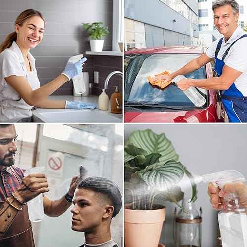 3 Pack Plastic Spray Bottles Empty Spray Bottle 10oz/300ml Heavy Duty Spraying Bottles Mist/Stream Water Bottle for Cleaning Solutions, Essential Oils, Hair (clear)