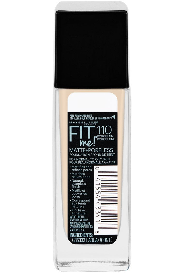 Maybelline Fit Me Matte + Poreless Liquid Foundation Makeup, Porcelain, 2 COUNT Oil-Free Foundation