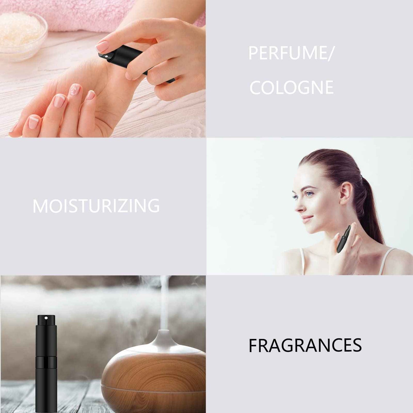 Lil Ray 8ml/14pcs Portable Mini Perfume Atomizer, Refillable Empty Small Spray Bottle for Travel, Twist Type Pocket Cologne Sprayer(Matte Black)