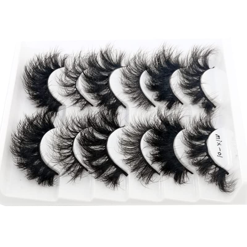 6 Pairs Cat-Eye Fluffy False Eyelashes - 8D Wispy Mink Lashes