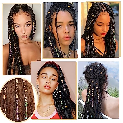 80 Pcs Natural Crystal Stone Hair Jewelry Dreadlock Accessories
