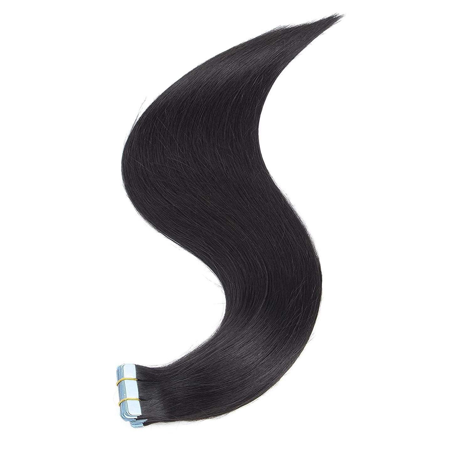 Amella Hair Tape in Hair Extensions Off Black Color Tape in Human Hair Extensions 12 inch Silky Straight Seamless Skin Weft Real Human Hair 40-45g/20pcs