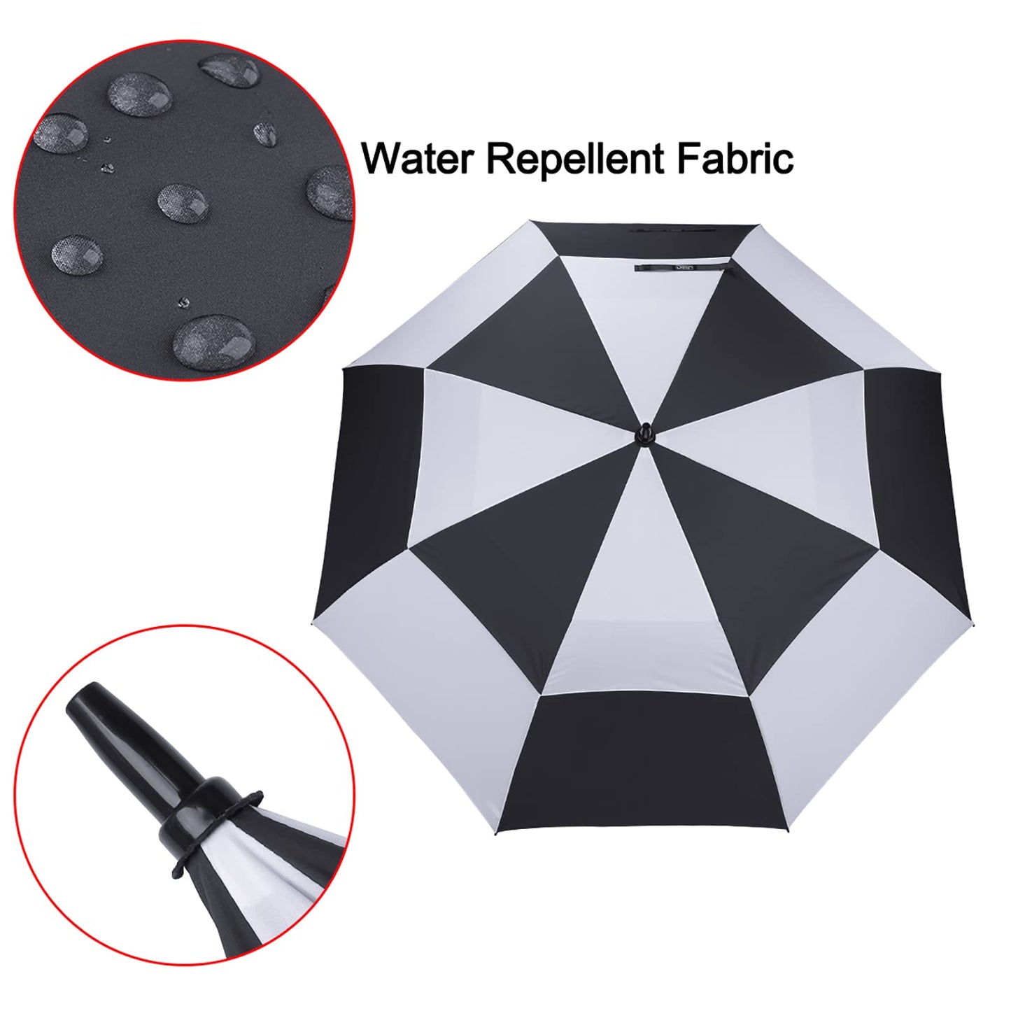 G4Free 54 Inch Automatic Open Golf Umbrella Windproof Extra Large Oversize Double Canopy Vented Windproof Waterproof Stick Umbrellas for Men (Black/White)