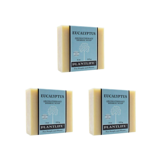 Plantlife Eucalyptus 3-Pack Bar Soap - Moisturizing and Soothing Soap for Your Skin - Hand Crafted Using Plant-Based Ingredients - Made in California 4oz Bar