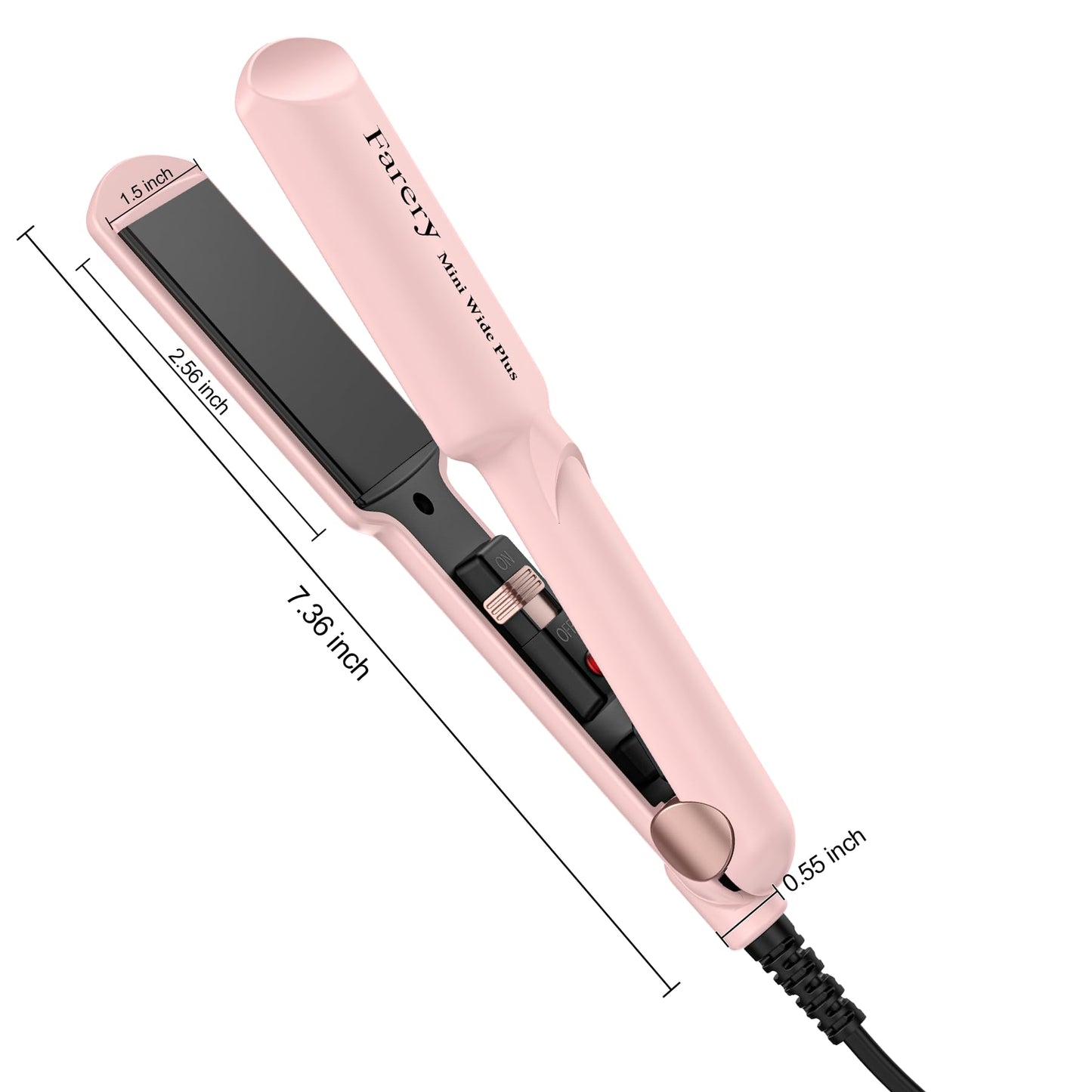 FARERY Mini Flat Iron Travel Size, 1.5 Inch Ceramic Mini Hair Straightener, Small Flat Iron for Short to Medium Hair, Portable Hair Straightener with Dual Voltage and Storage Bag