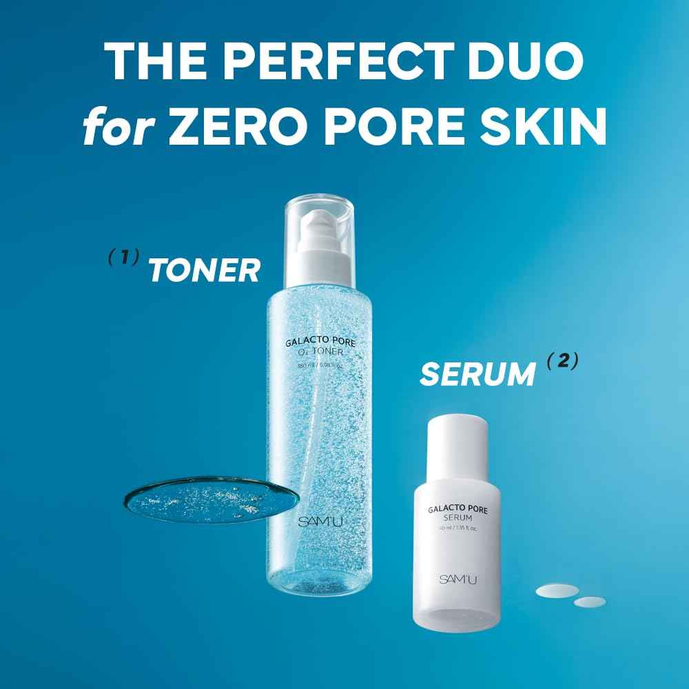 SAM'U Galacto Pore Serum – Pore Minimizing Facial Serum with Galactomyces For Glass Skin – Korean Skin Care, Tightening & Hydrating with AHA, PHA, BHA, Suitable for Acne-Prone Skin – 1.4 Fl. Oz