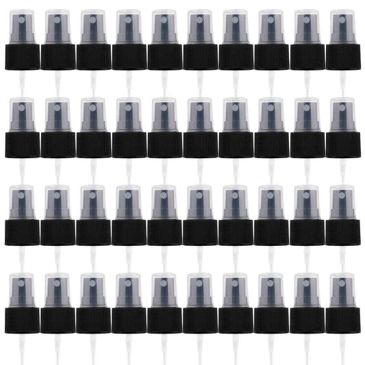 FERCAISH 40 Pcs Spray Bottle Tops, Replacement Pump Heads, Reusable Dispenser Caps, Fine Mist Sprayer, Cosmetic Spray Bottle (24 Caliber-Black)