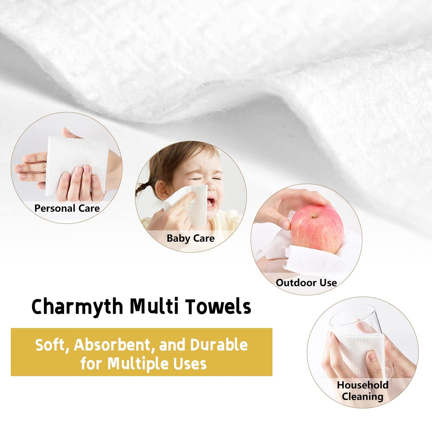 Charmyth Disposable Face Towel, Clean Face Tissue Skin Towel 100 Count XL, Extra Thick Soft Disposable Makeup Remover Dry Wipes, Organic Cruelty Free and Degradable Clean Towel for Sensitive Skin