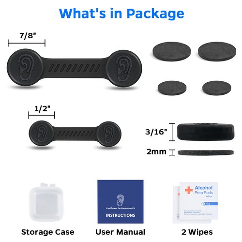 Cauliflower Ear Magnet - Effective Magnets Compression Kit - Prevention & Treatment of Hematomas & Keloid in BJJ, Wrestling, MMA, Grappling, Boxing, Muay Thai, Rugby (Small and Large, Each 1 PCS)