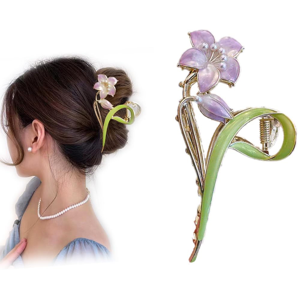 Flower Hair Claw Clips， Gardenia Flower Shape Hairpin Jaw Clips Jumbo Hair Claw Clips Fashion Hair Accessories For Women Girls