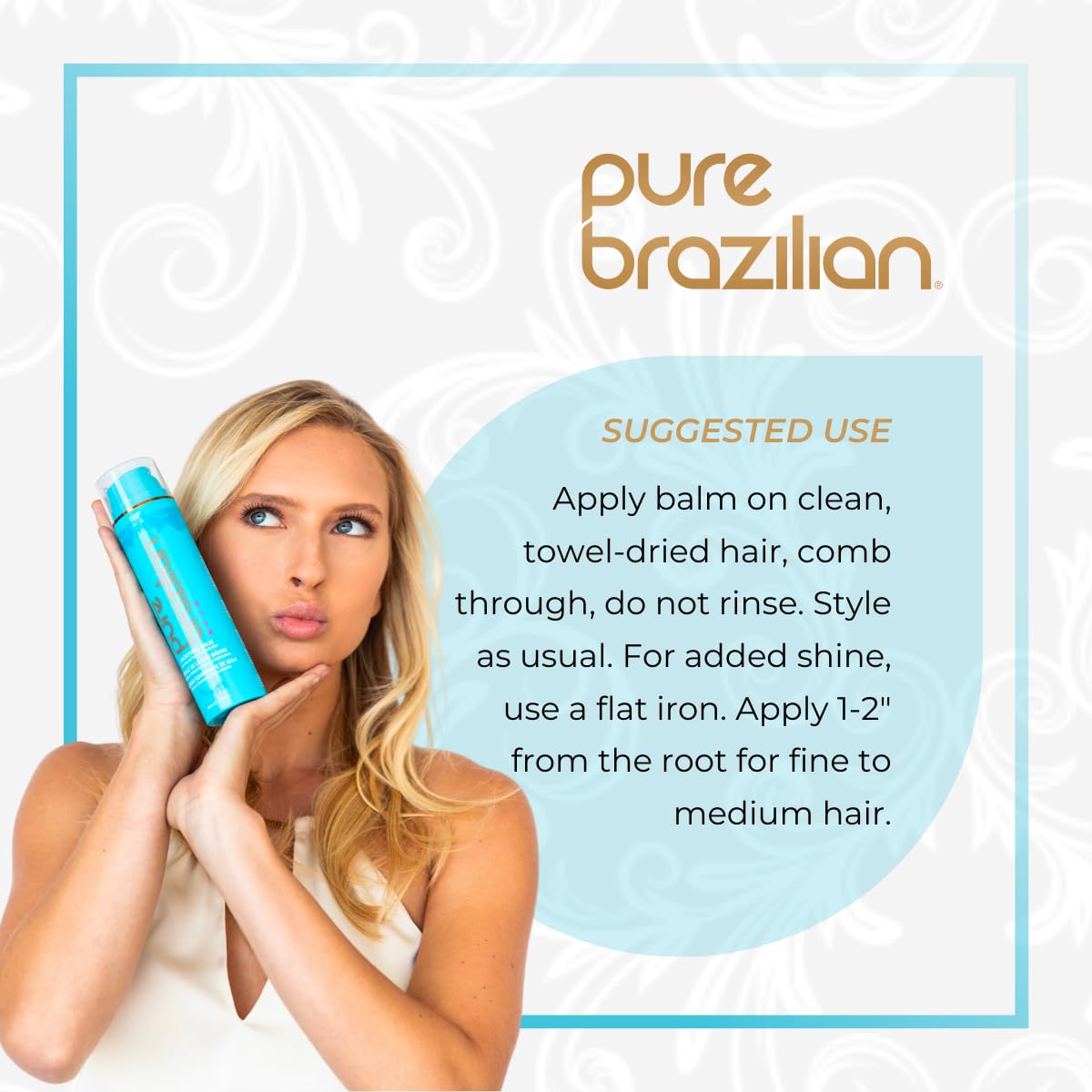 Pure Brazilian - Silk Smoothing Balm With Keratin, Hydrolyzed Silk & Coconut Oil, Anti-Frizz, Nourishing and Strengthening Formula for Silky Smooth Hair, Salon-Quality Treatment, (6.78 Oz)