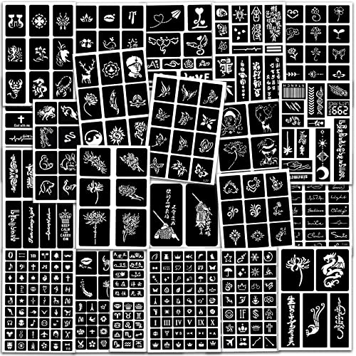 Temporary Tattoo Stencils 24 Sheets - 460+ Patterns with Pen