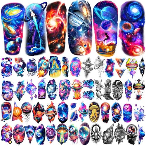 77 Sheets Temporary Tattoos for Adults - Space & Small Designs