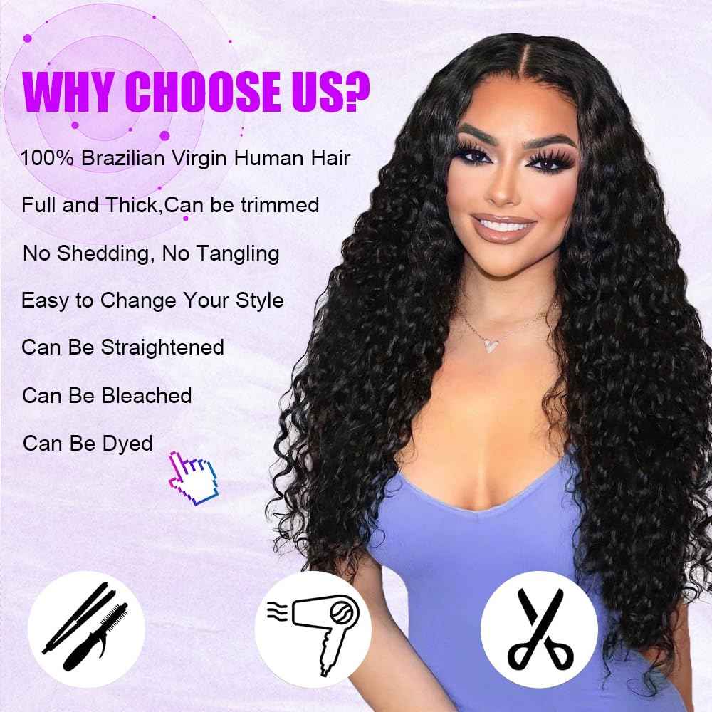 Water Wave Human Hair Bundles 18 Inch 12A Double Weft Wet and Wavy Bundles Human Hair Raw Bundles Human Hair Quick Weave Hair Bundles Natural Black