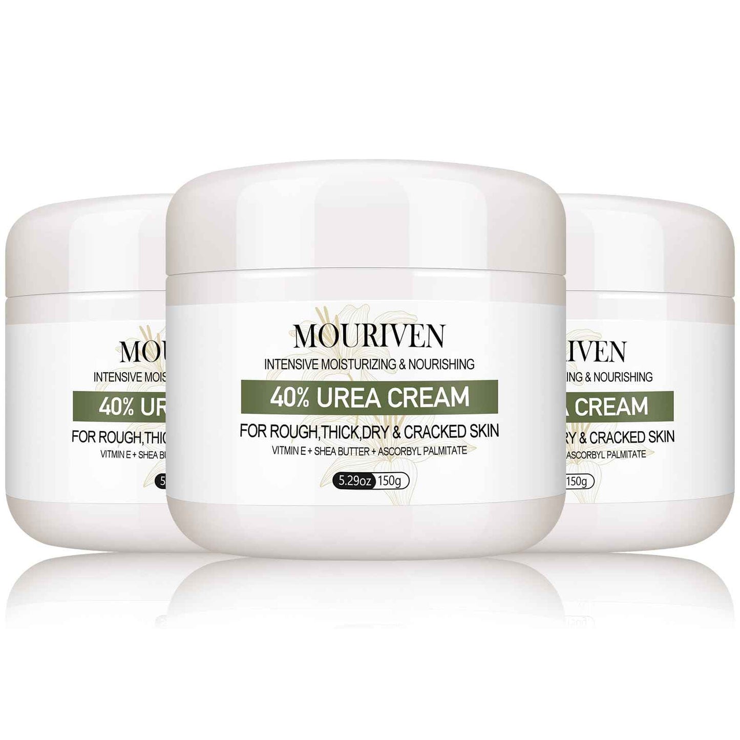 Mouriven 3 Packs Urea Cream 40 Percent - Foot & Hand Cream, for Dry, Cracked Heels, Feet, Knees, Elbows, and Hands, Callus Remover, Maximum Strength Urea Lotion for Softening and Moisturizing