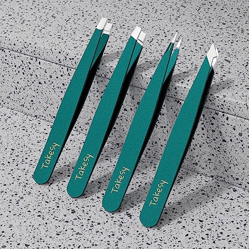 Takesy Slant Tweezers with Mirror Case & Stainless Steel