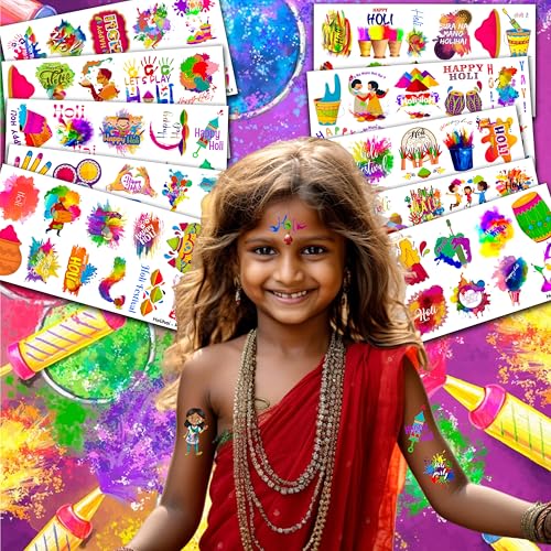 105 Pc Indian Holi Temporary Tattoos - Festival Party Favors