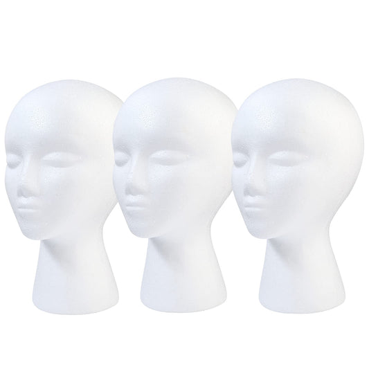 BALABALA 3 Pcs Foam Wig Head, Female Styrofoam Mannequin Hairpieces Stand Holder Cosmetics Model Head Wig Display for Style, Model, Display Hair, Hats, Hairpieces, Mask , Salon and Travel