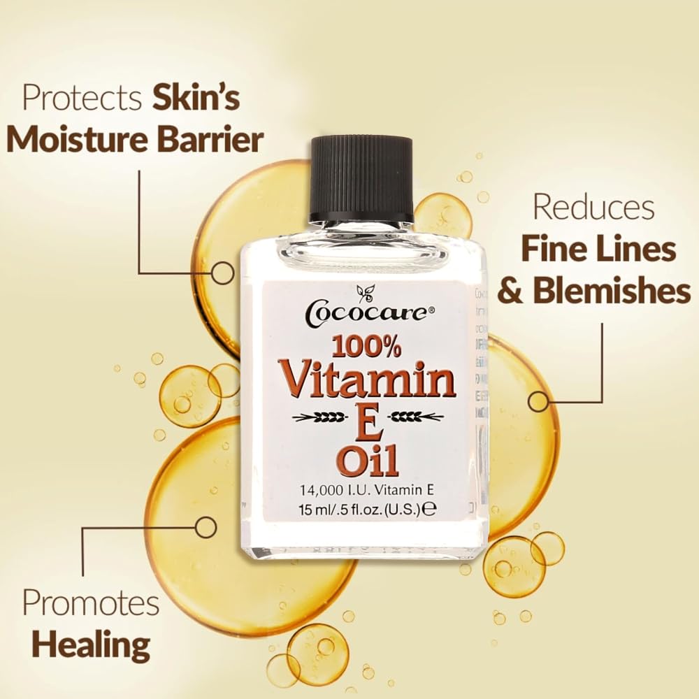 COCOCARE 100% Vitamin E Oil, 14000 I.U., 0.5 Fl Oz - Skin Moisturizer & Antioxidant Protection