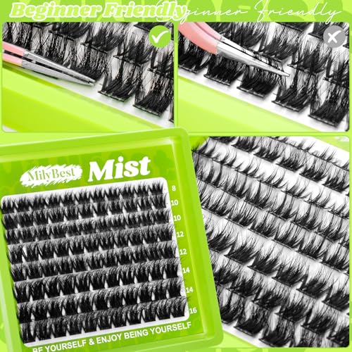 MilyBest Fluffy Wispy Lash Clusters - 88pcs D Curl 8-16mm
