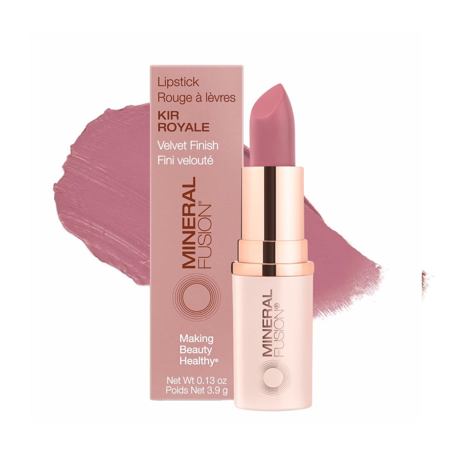 Mineral Fusion Lipstick, Vivid & Smudge-Free Lip Color with Avocado Oil, Cocoa Seed Butter & More, Long-Lasting Vegan Lipstick, FD&C Dye-Free, Cruelty-Free, Paraben-Free, Gluten Free, Kir Royale