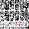 JEEFONNA Black Temporary Tattoos Set for Men Women - 82 Sheets Body Art Stickers