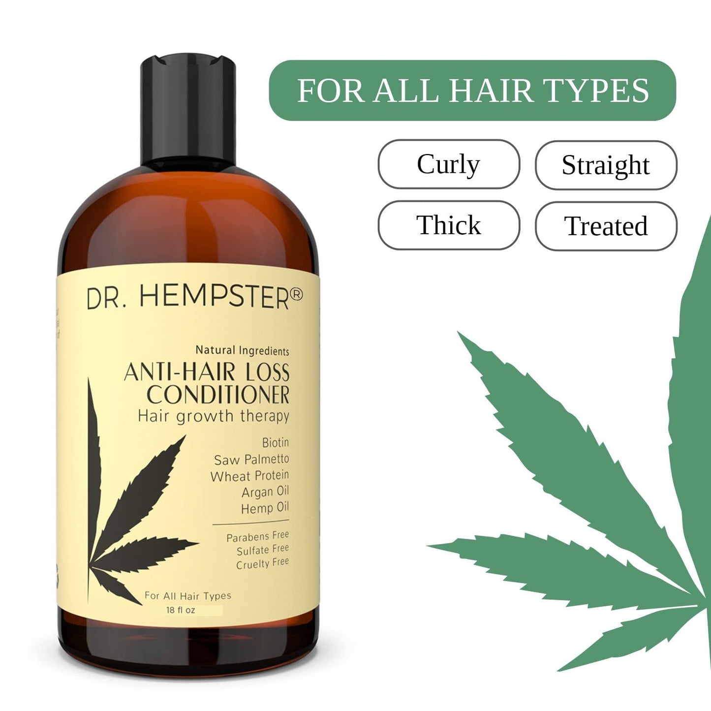 Women's and Men's Hair Growth Conditioner - Biotin and Hemp Anti Hair Loss Treatment for Thinning Hair - Natural and Organic Thickening and Volumizing Ingredients - No Parabens or Sulphates