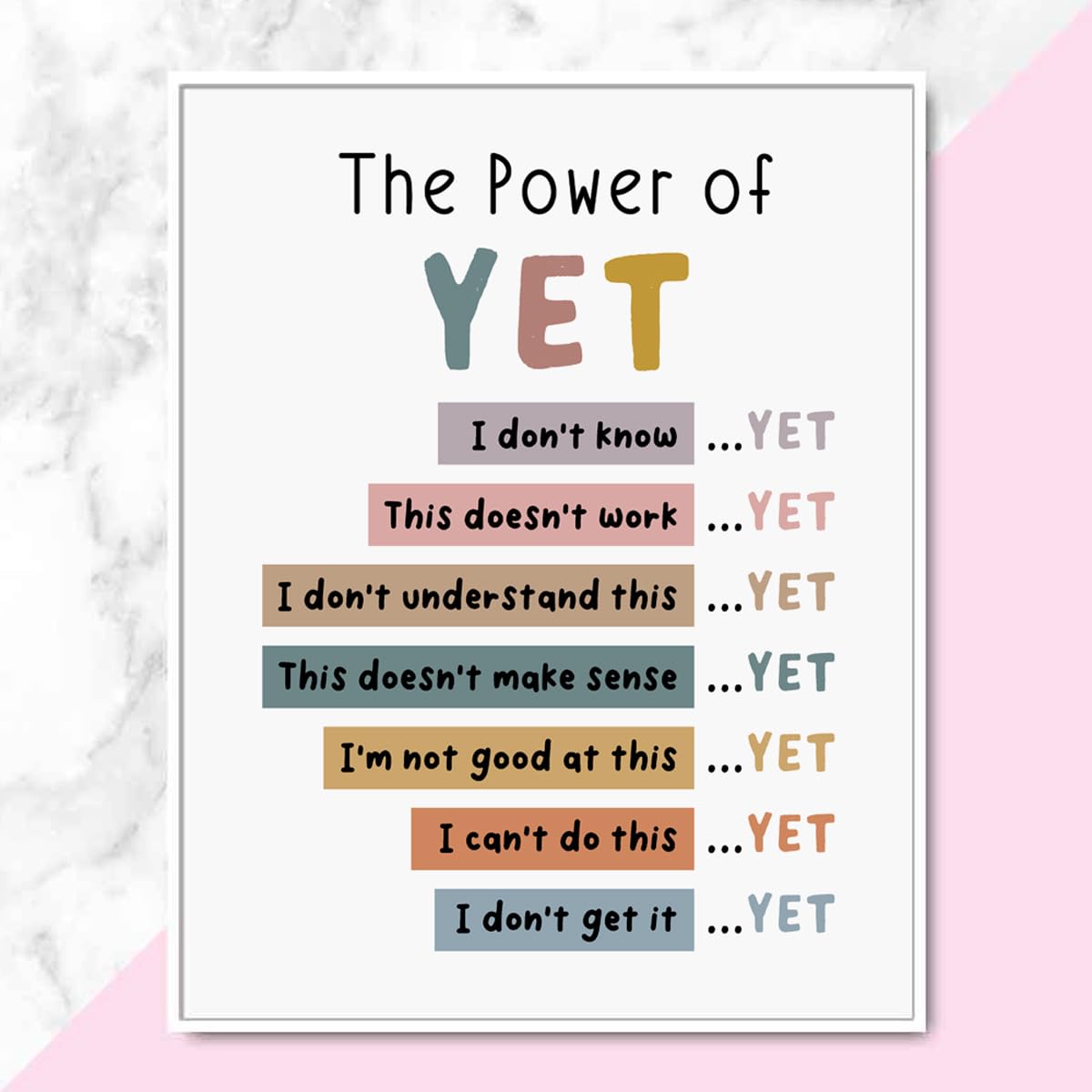 The Power of Yet Print Therapy Office Decor Poster Kids Room Wall Decor Boho Classroom Growth Mindset Mental Health Poster Classroom Decor School Counselor Power of Now Unframed (8x10 inches)