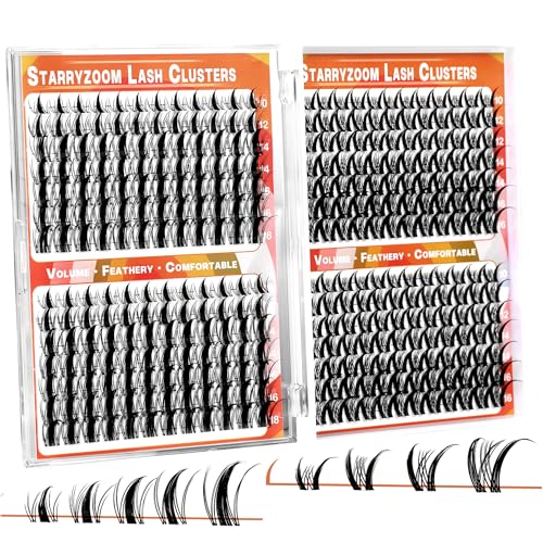Wispy Lash Clusters Book, Doe-Eye Manga Clusters Fairy Natural Lashes 2 Styles Spiky DIY Individual Extensions Eyelash Kit 340Pcs Bulk Box CC Curl 10-18mm Mixed False Eyelashes