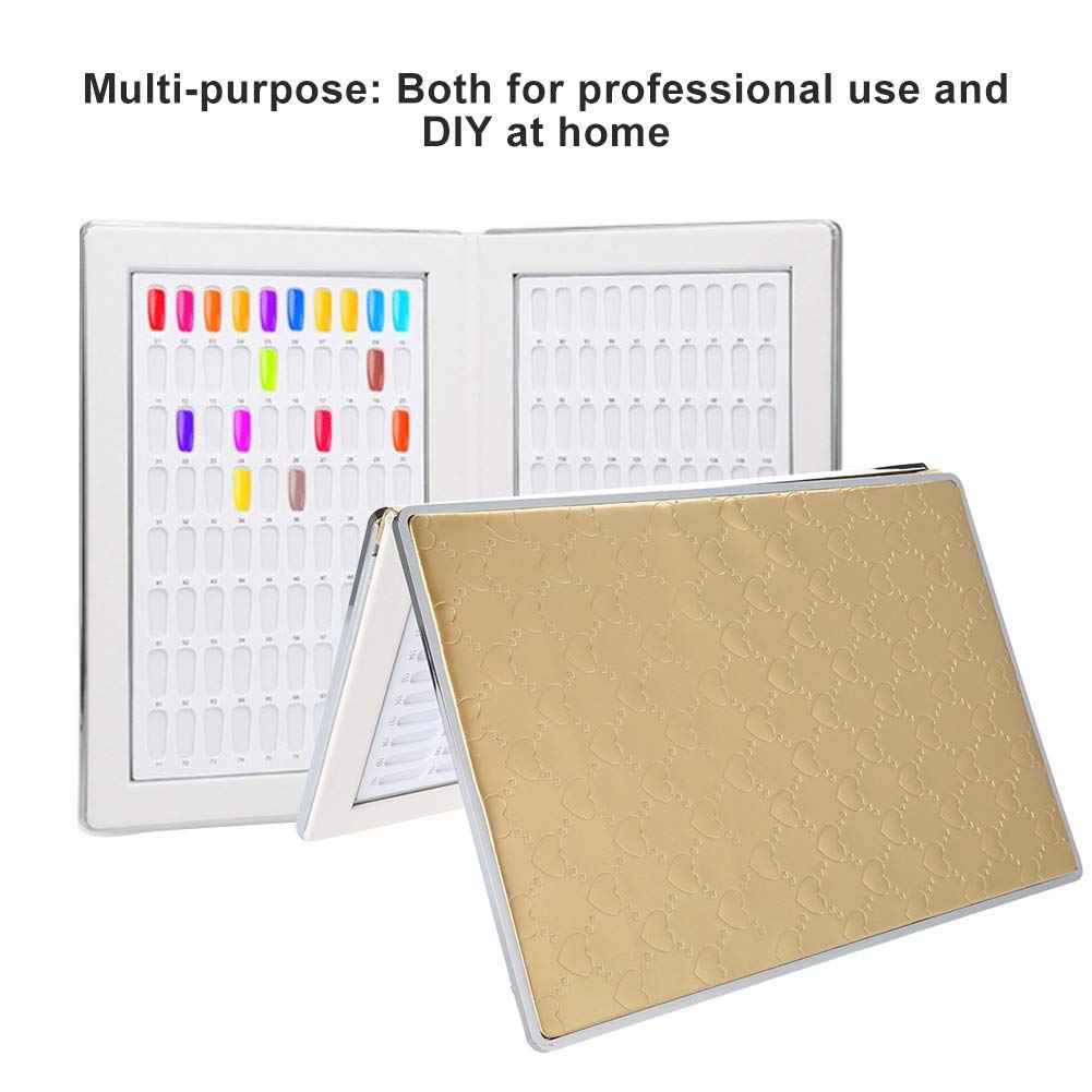 160 Slots Nail Gel Color Card Nail Polish Display Chart Book Nail Polish Color Card Nail Art Showing Shelf Suitable for Manicurists or DIY(Gold)