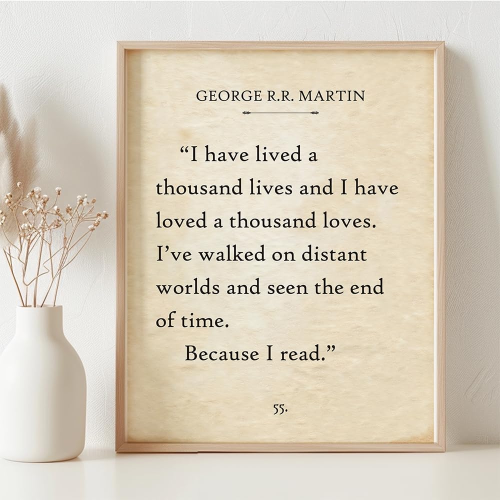 George R.R. Martin - I Have Lived A Thousand Lives - 11x14 Framed Typography Book Page Print - Great Gift and Decor for Library, Classroom and Home