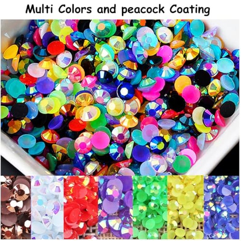 22000PCS Multicolor Resin Rhinestones for DIY Crafts - 3mm, 4mm, 5mm