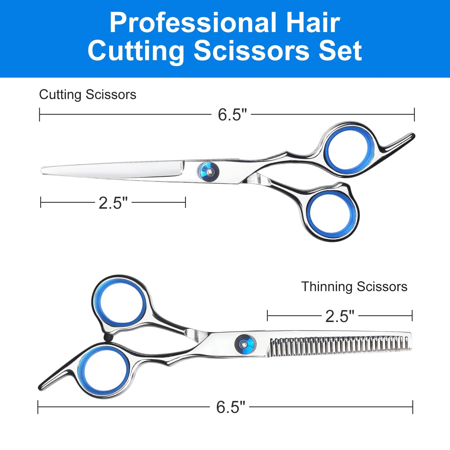 YUQGAOP Hair Cutting Scissors Set, Professional Stainless Cutting Hair Scissors, Barber Hair Cutting Scissors Thinning Shears Sharp Blades Hairdresser Haircut for Women/Men/kids