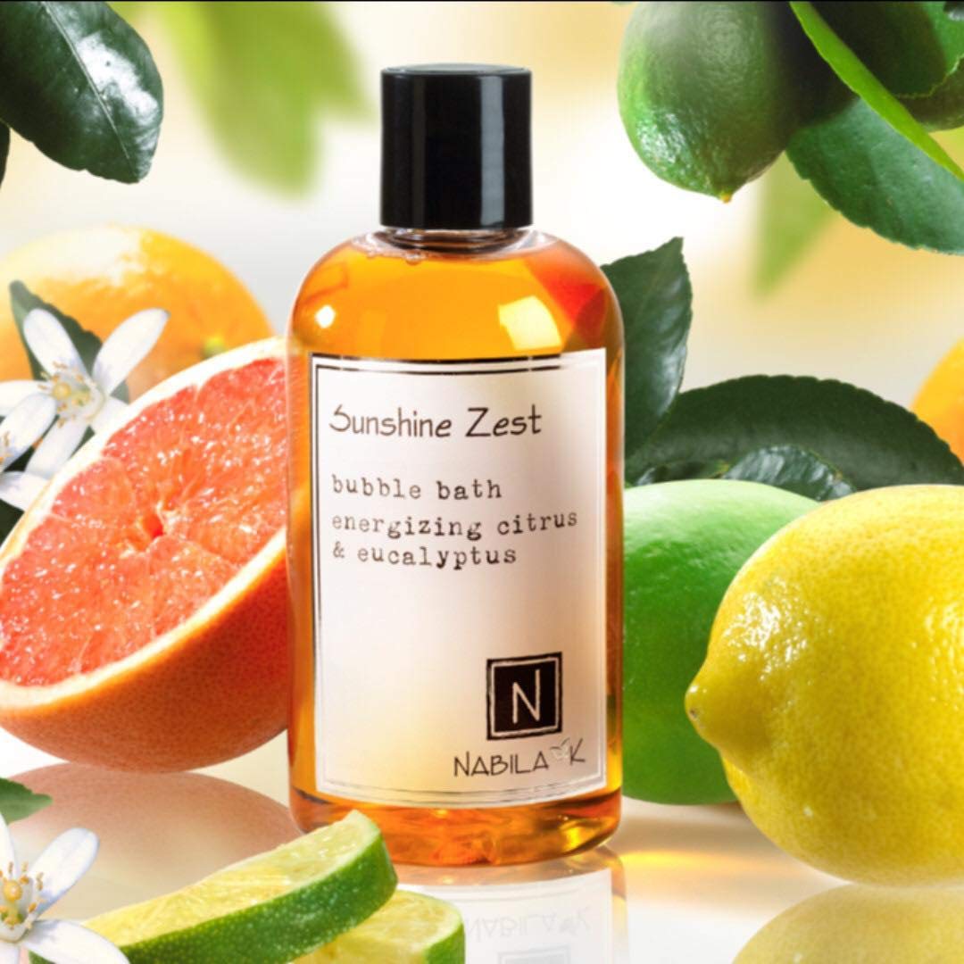 Sunshine Zest Bubble Bath with Citrus & Eucalyptus Scent by Nabila K - Essential Oils with Natural Ingredients for Sensitive Skin, Tear-Free, Gentle, Moisturizing - Luxury for Women & Men, 16 oz