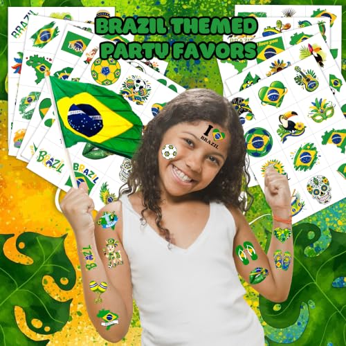 Brazil Temporary Tattoos 120 PCS Party Favors Kids