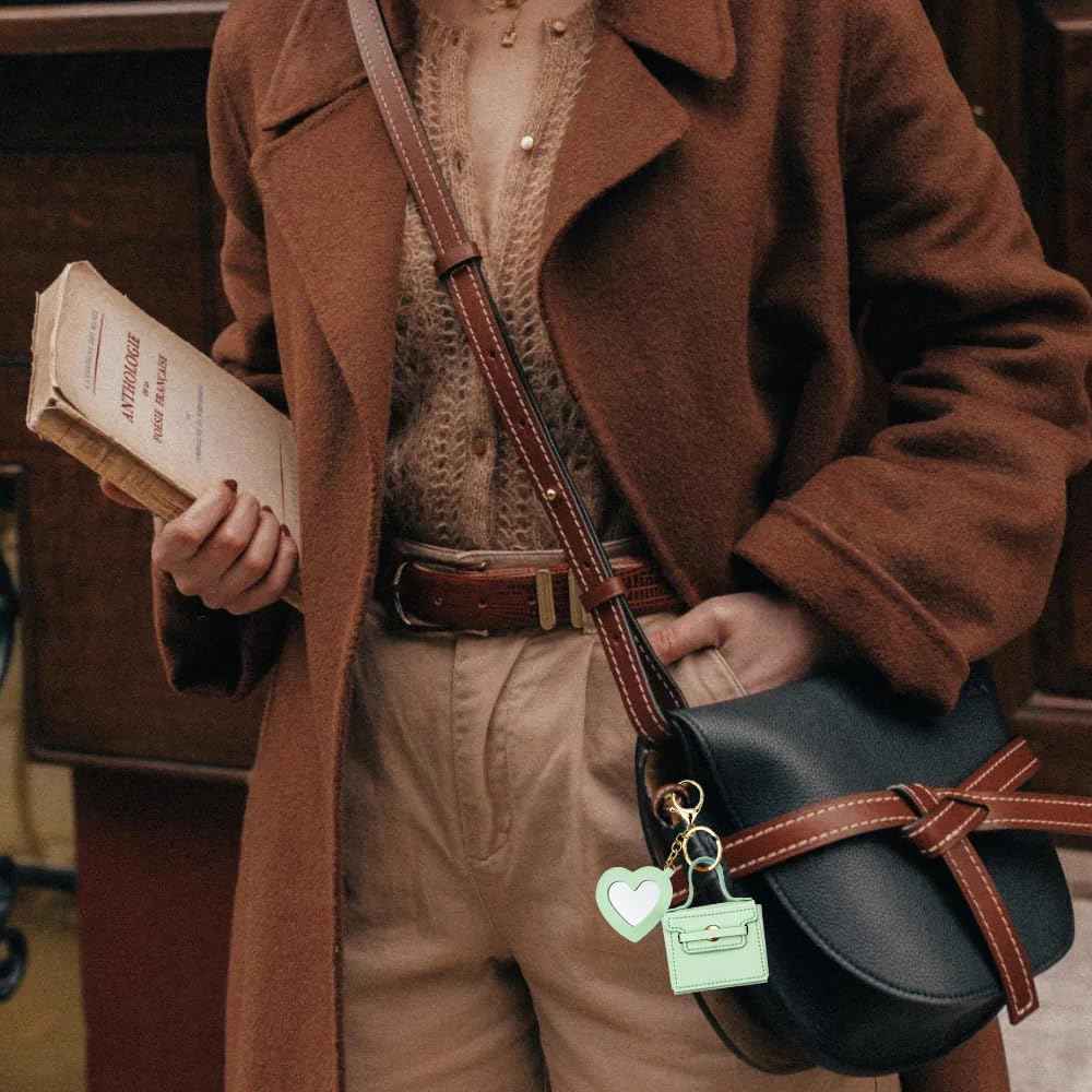 Arvintas 4PCS Super Smalls Makeup Bag with Mirror Mini Makeup Bag for Women, Coin Wallet, Bag Charms Y2k Accessories Cute Leather Keychain (Style 2)