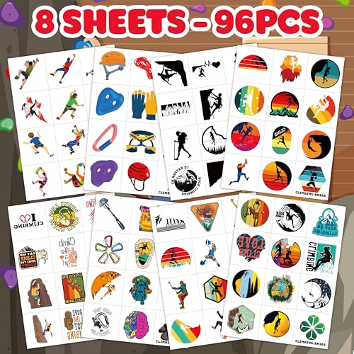 96PCS Rock Climbing Temporary Tattoos - 8 Sheets Party Favors