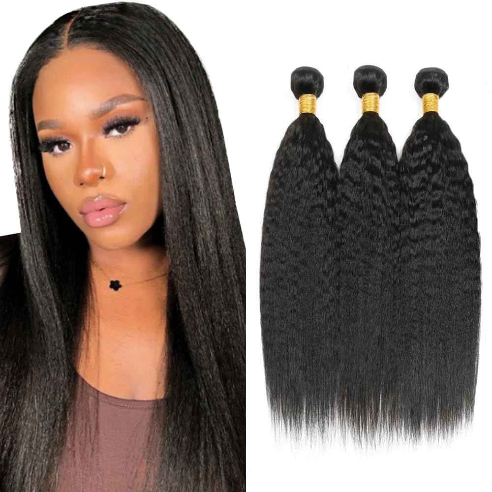Condescension Human Hair Bundles 22 24 26 Inch Kinky Yaki Wave Human Hair Bundles Unprocessed Brazilian Virgin Quick Weave Hair for Black Women