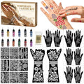Mandala Temporary Tattoo Stencils Kit - 19 Sheets & 12 Ink Bottles
