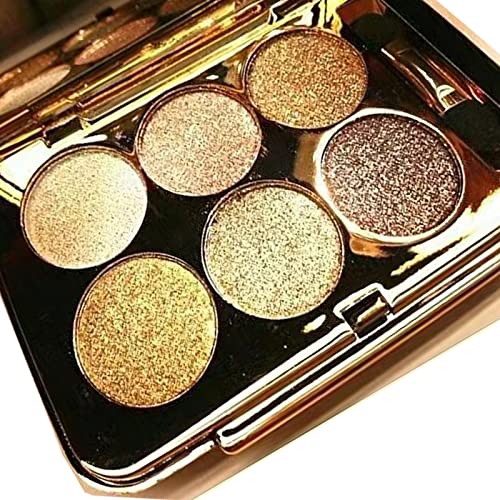 Gold Glitter Eyeshadow Palette, 6 Shimmer Colors - Waterproof